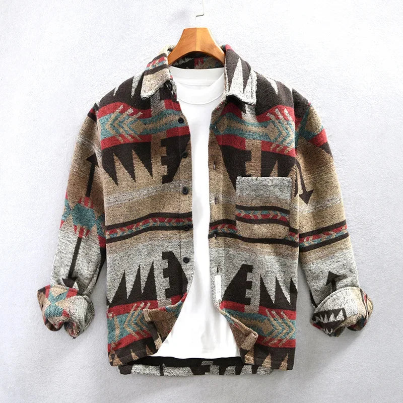 Stylish Aztec Jacket Shirt-look