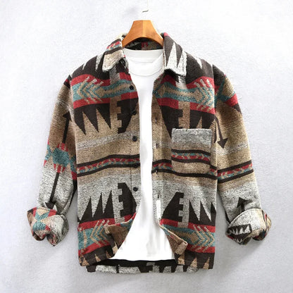 Stylish Aztec Jacket Shirt-look