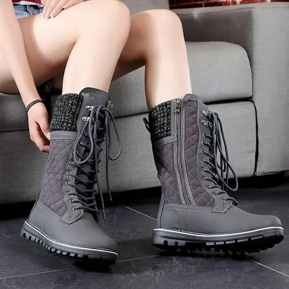 Stylische Damen Motorradstiefel Knöchelhoch Komfort - IdealeKleiden