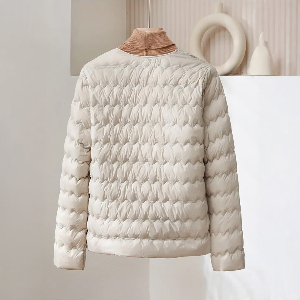 Warme Daunenjacke Regular Fit Ohne Kragen - IdealeKleiden