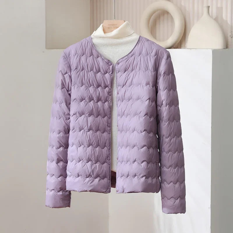 Warm Down Jacket Regular Fit Collarless
