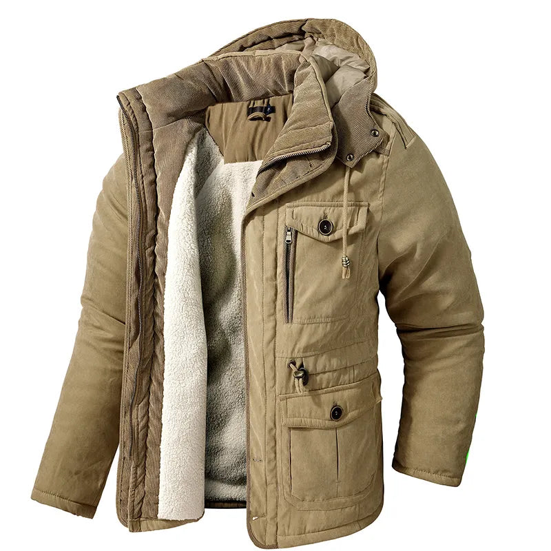 Men's Winter Jacket Fleece Insulation Hood