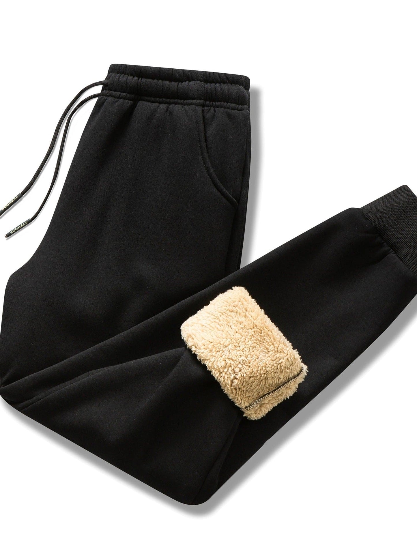 Men's Warm Black Fleece Jogging Bottoms