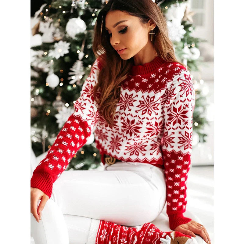 Women's Christmas Sweater Snowflake Design