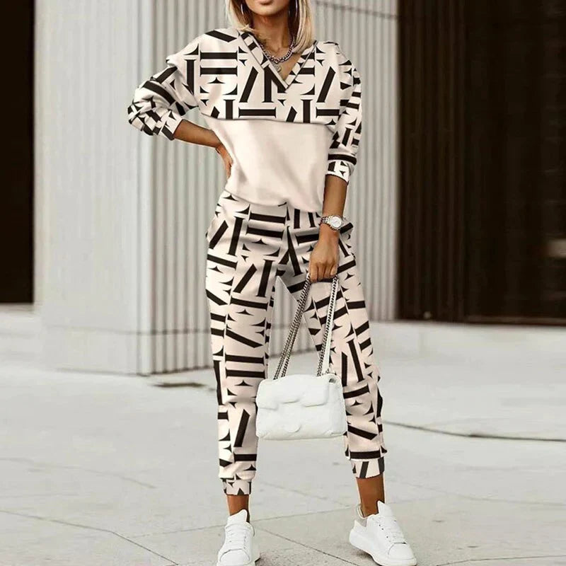 Women's Plaid Long Sleeve Tracksuit Set