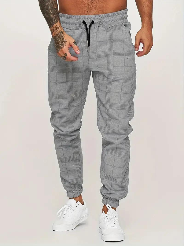 Bequeme Joggerhose Männer Karo Elastic - IdealeKleiden