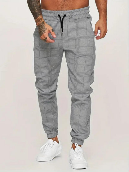 Bequeme Joggerhose Männer Karo Elastic - IdealeKleiden