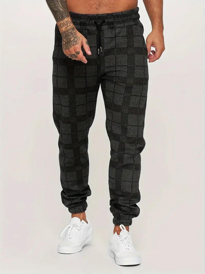 Comfortable Men's Plaid Joggers Elastic