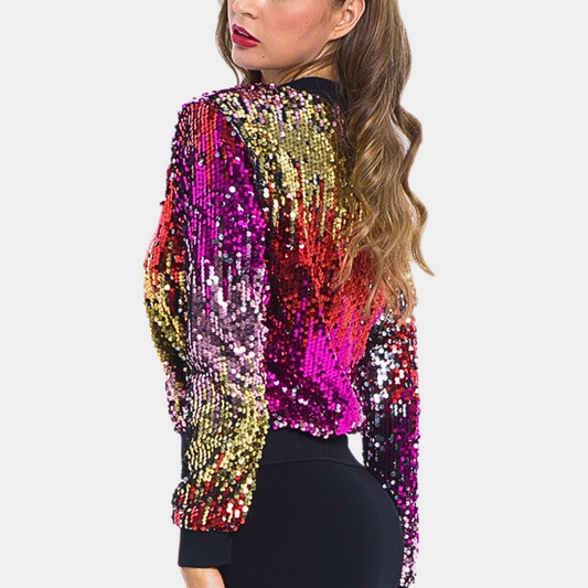 Herbstjacke Damen Pailletten Kurz Modisch - IdealeKleiden