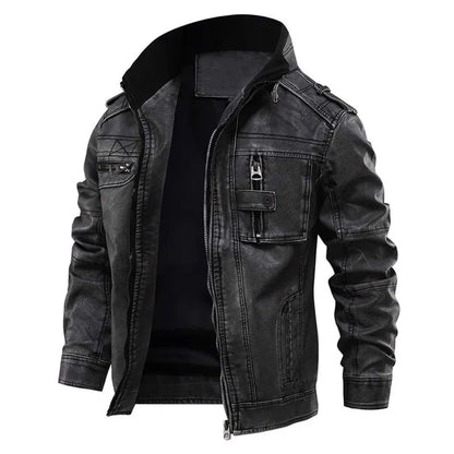 Elegante Lederjacke Schwarz Vintage Stil