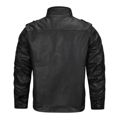 Elegante Lederjacke Schwarz Vintage Stil - IdealeKleiden