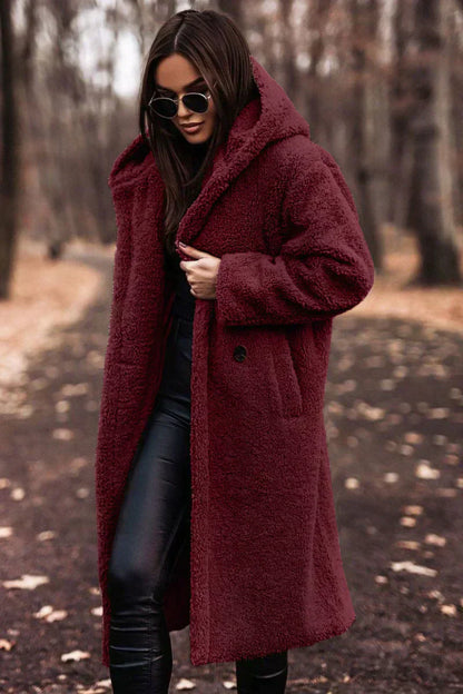 Women's Oversized Teddy Jacket Hood Warm