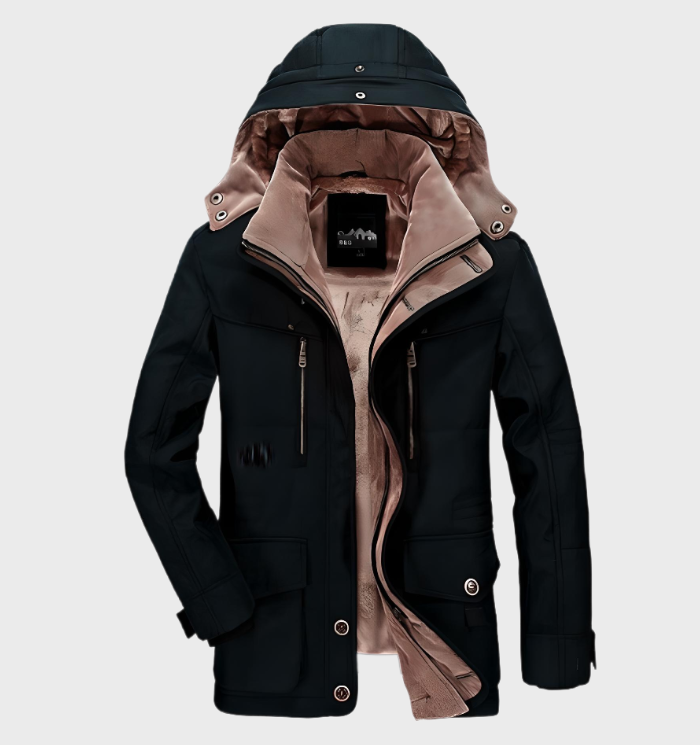 Men's Warm Hooded Winter Parka with Pockets