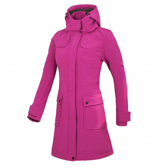 Women's Waterproof Hooded Long Rain Jacket