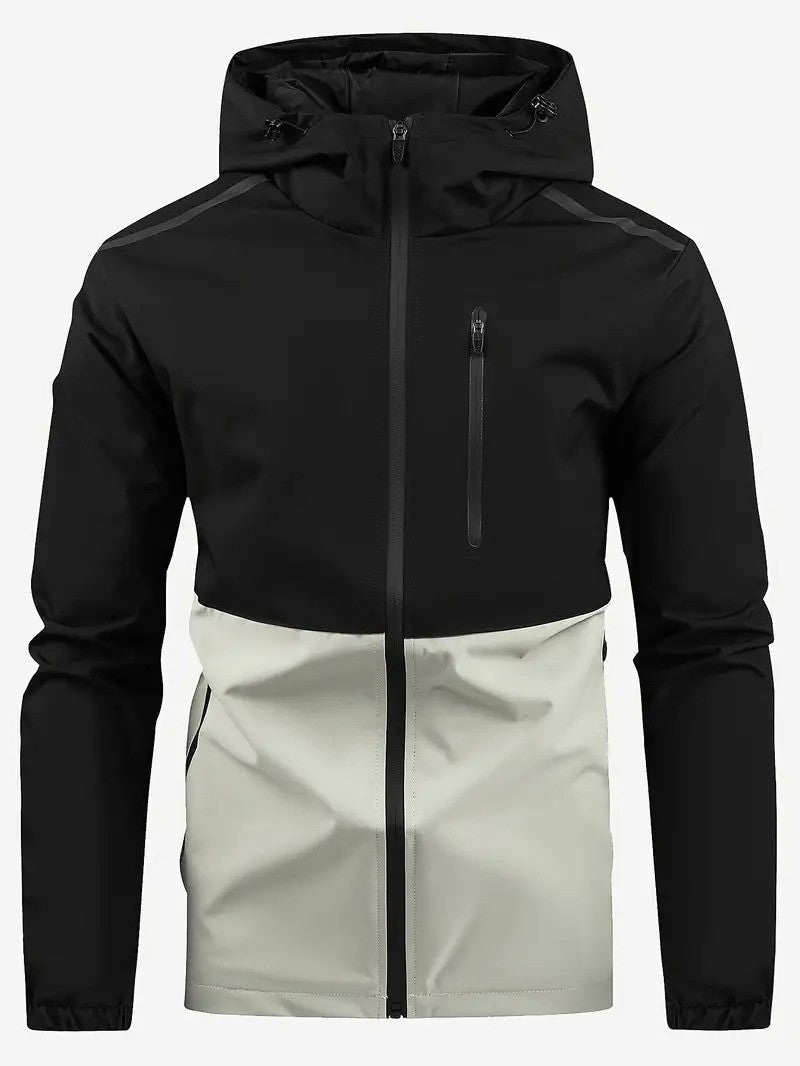 Herren Windbreaker Jacke Outdoor Sportlich Kapuze - IdealeKleiden