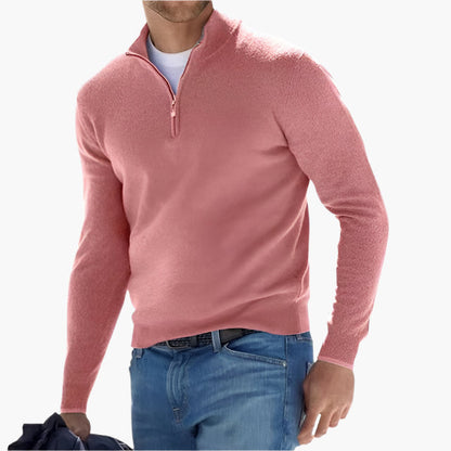 Elegant knitted sweater with zipper