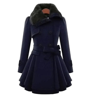Stylish women's trench coat with soft faux fur