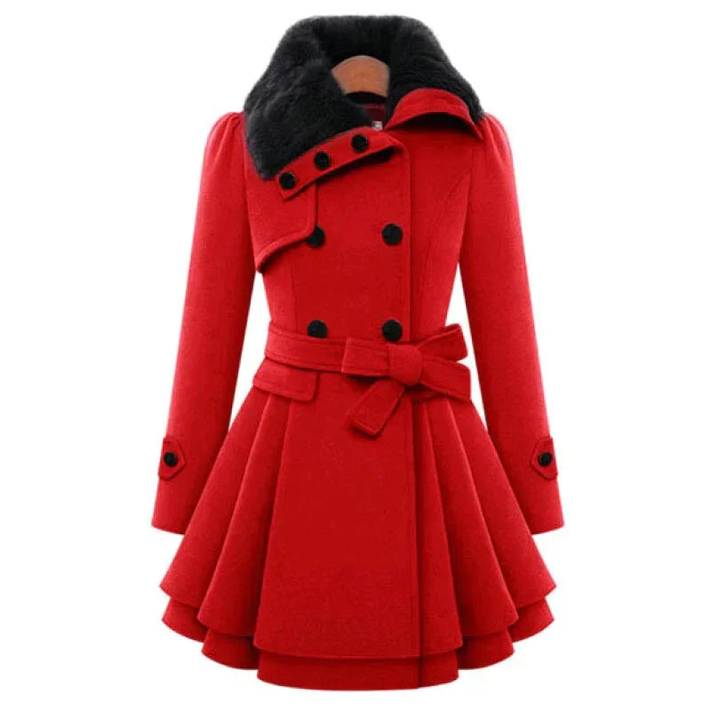 Stylish women's trench coat with soft faux fur