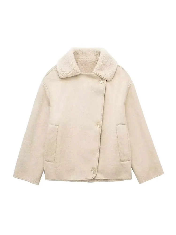 Oversize Shearling Jacket Vintage Style