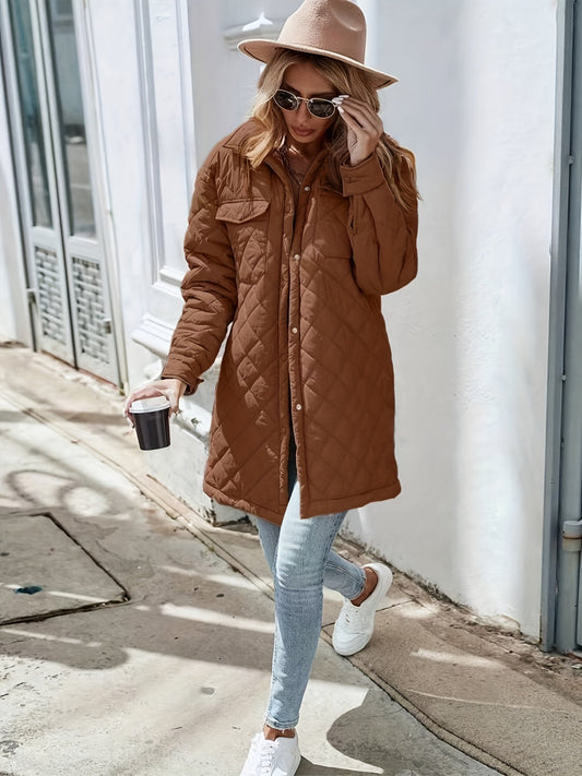 Damen Winterjacke Wattierte Pufferjacke Lang - IdealeKleiden
