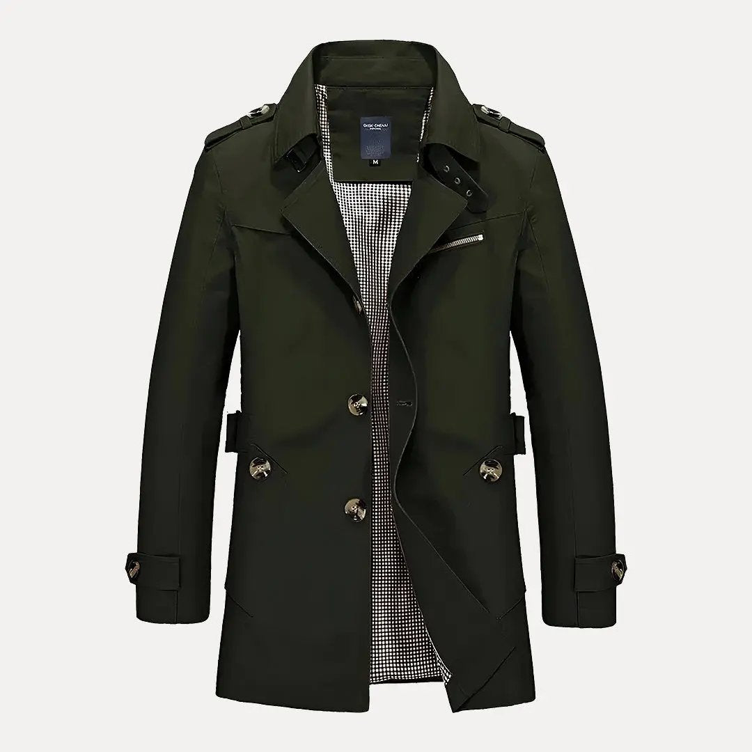 Stylish Trench Coat Flip Collar Women