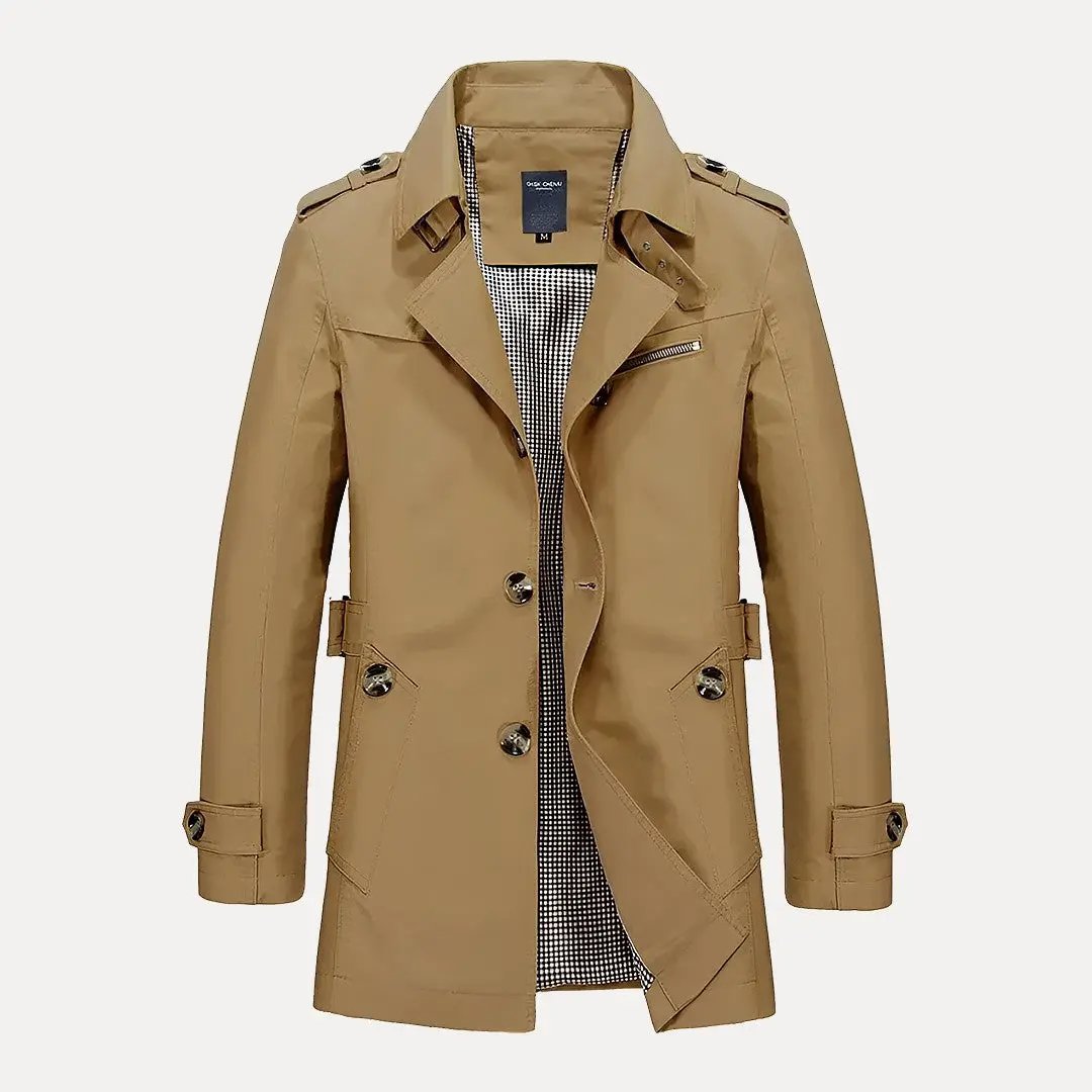 Stylish Trench Coat Flip Collar Women