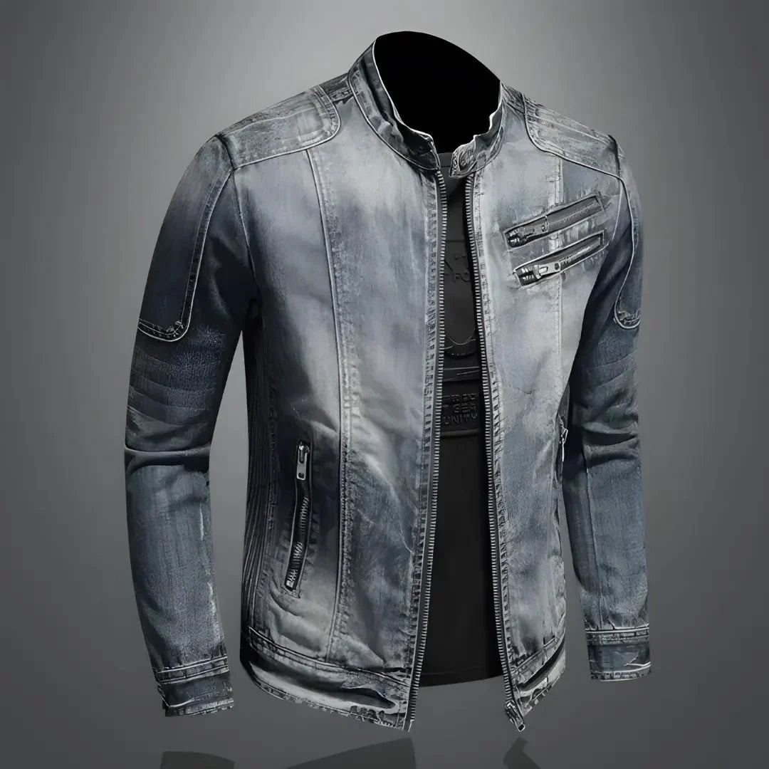 Washed Denim Jacket Vintage Look