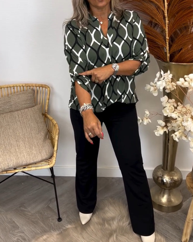 Stylische Bluse Grafik Print Damen - IdealeKleiden