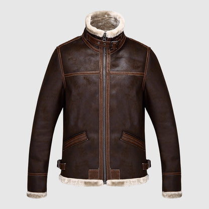 Leder Bomberjacke Vintage Style - IdealeKleiden