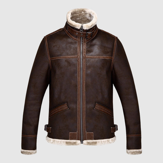 Leder Bomberjacke Vintage Style - IdealeKleiden