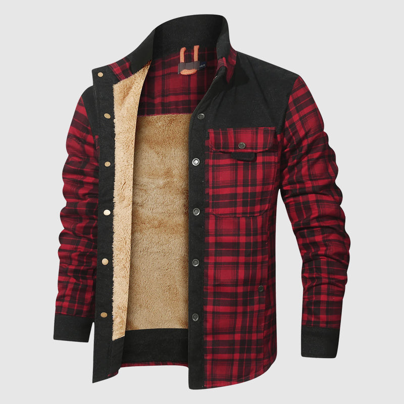 Karierte Sherpa Jacke Outdoor Warm