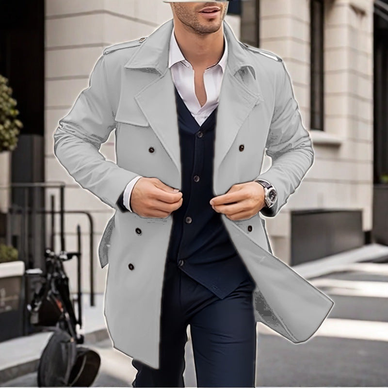 Men's Classic Trench Coat With Pockets