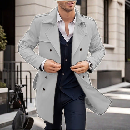 Men's Classic Trench Coat With Pockets