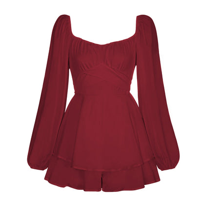 Women's Mini Dress Roman Puff Sleeve Design