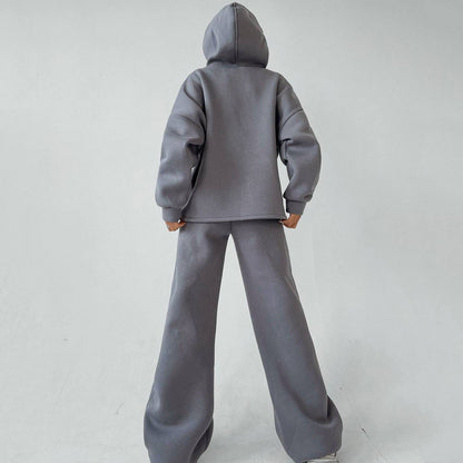 Women's Casual Oversized Hoodie Set with Wide-Leg Pants