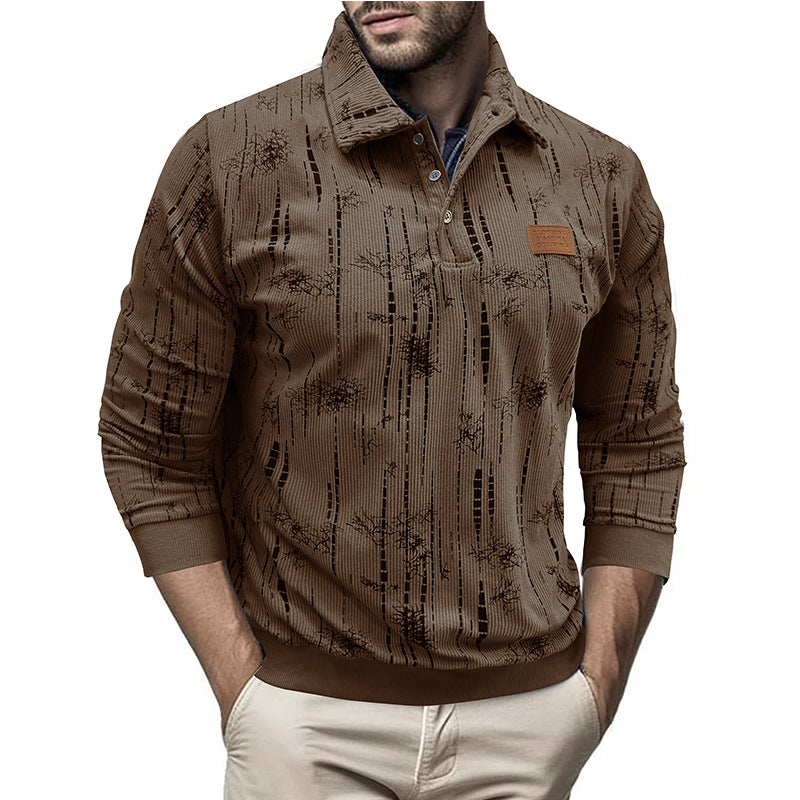 Patterned Women's Blouse Casual Button Collar