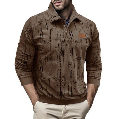 Patterned Women's Blouse Casual Button Collar