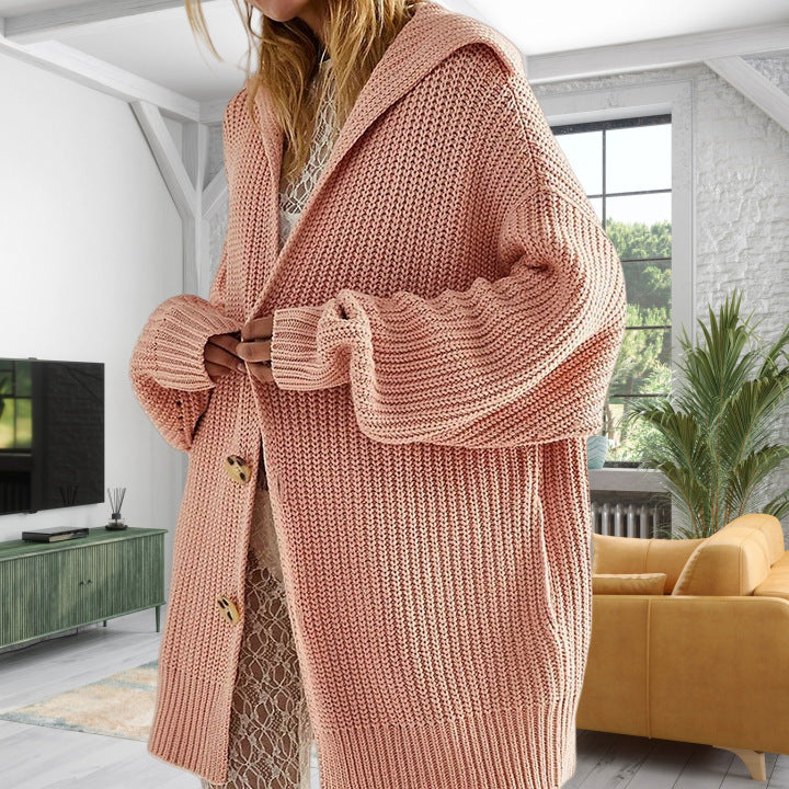 Large Cardigan Open Front Long-sleeved With Pockets