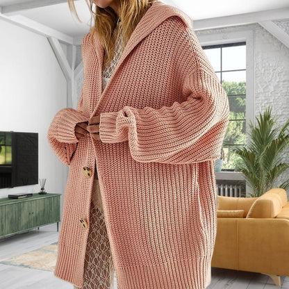 Large Cardigan Open Front Long-sleeved With Pockets