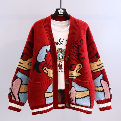 Women's Cardigan Cartoon Motif Wide Sleeves