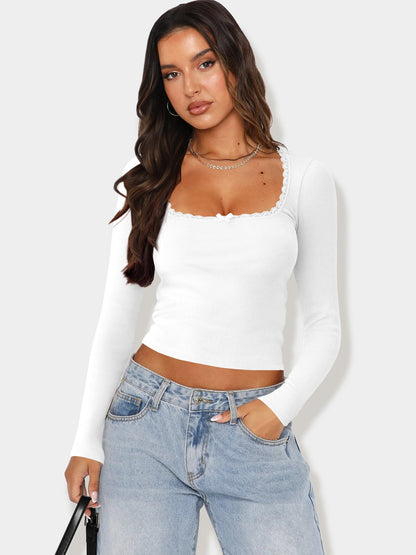 Women's Long Sleeve Lace Elegant Top