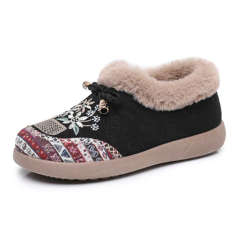Women's Slippers Warm Fleece Floral Pattern
