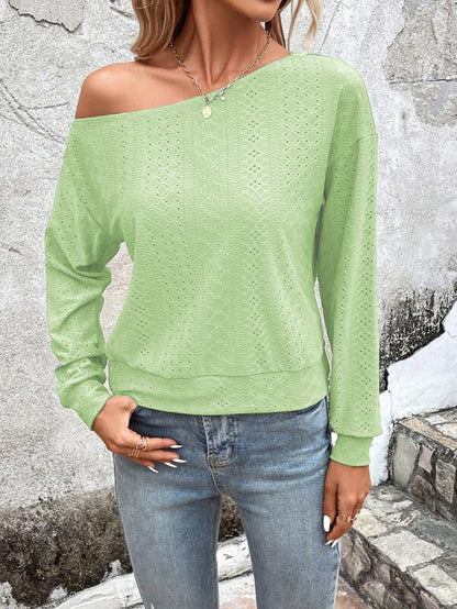 Women's Sweatshirt Casual Asymmetric Eyelet Pattern Trendy