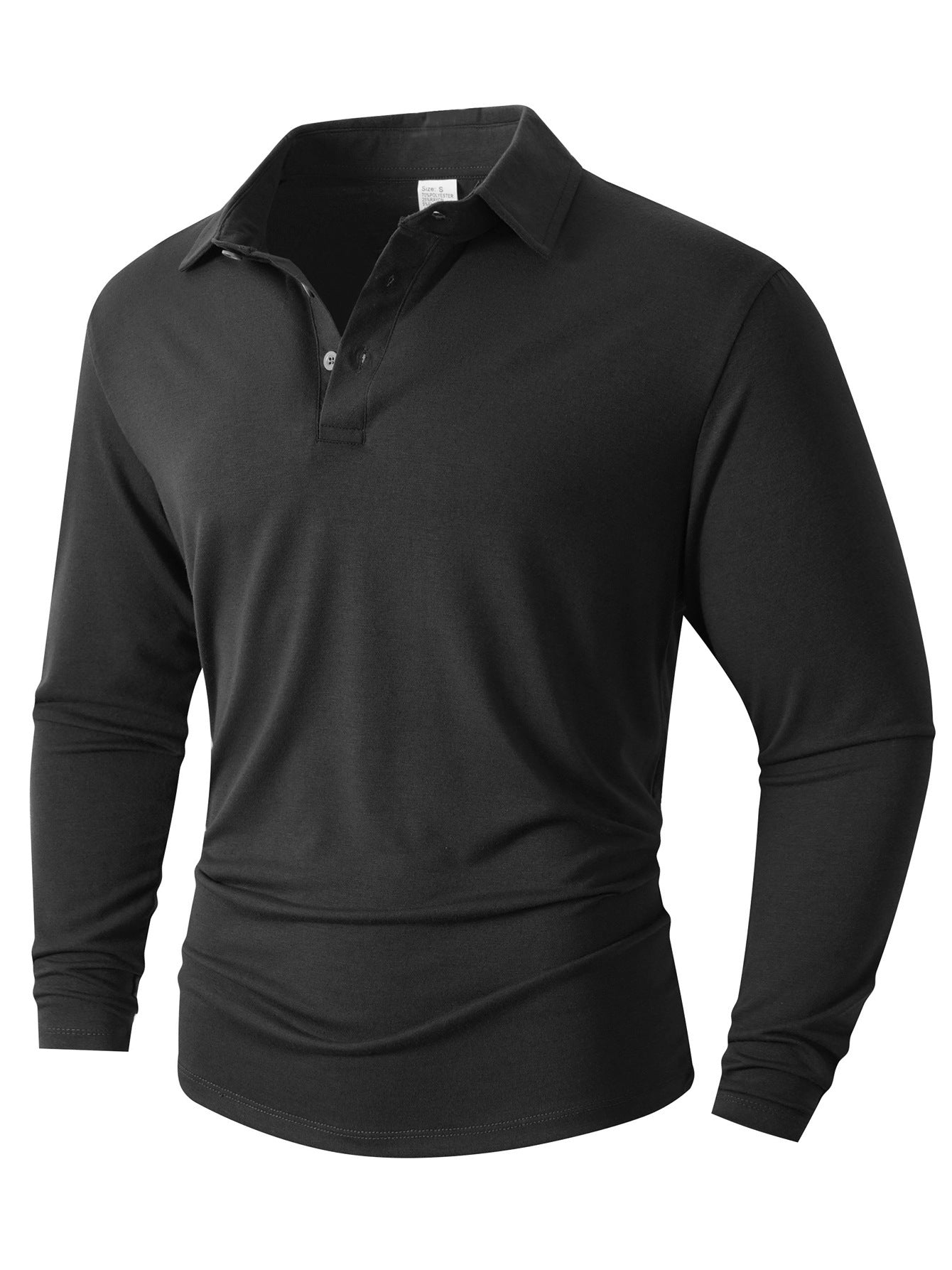 Men's Long-Sleeve Polo Shirt Modern Slim Fit