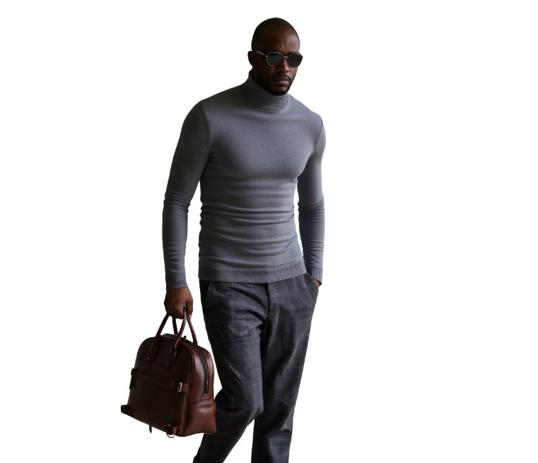 Men's Turtleneck Sweater Finely Structured Elegant Design