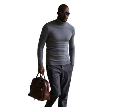 Men's Turtleneck Sweater Finely Structured Elegant Design