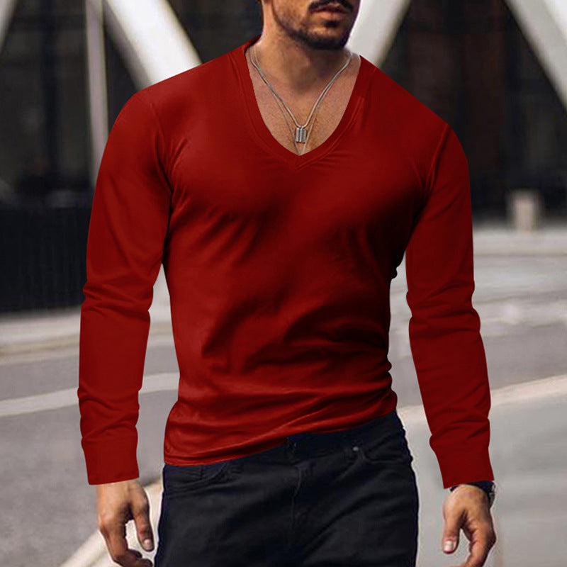 Men's Long Sleeve V-Neck Comfort Cotton