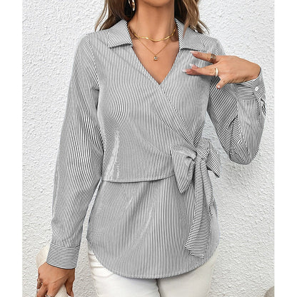Elegant Wrap Dress Slim Fit Long Sleeves