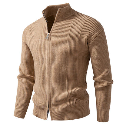 Men's High Collar Cardigan Modern Snap Closure