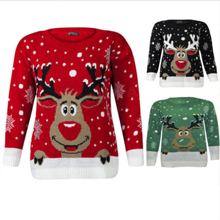 Weihnachts-Pullover Damen Weich Fröhlich Rentier Design - IdealeKleiden